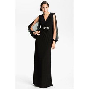 Kathy Hilton Sheer Split Sleeve Jersey Gown
